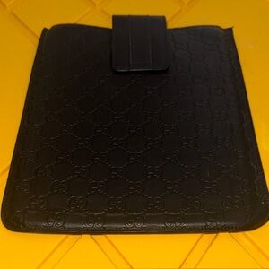 Authentic Gucci Black Embossed Leather Sleeve for iPad